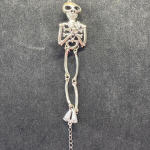 Silver skeleton bracelet punk grunge